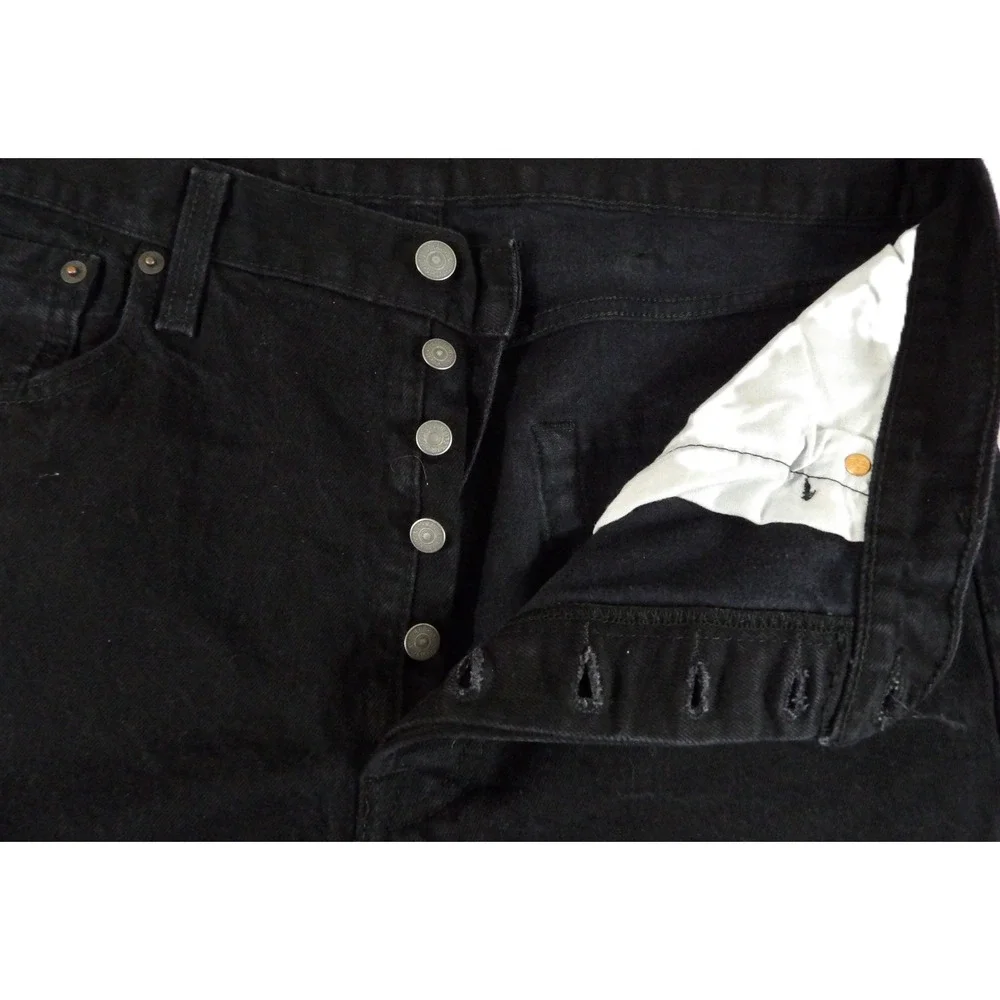 Levis 501 Denim Shorts Men W38 L9 Black Button Fly Cotton Blend Summer Jorts